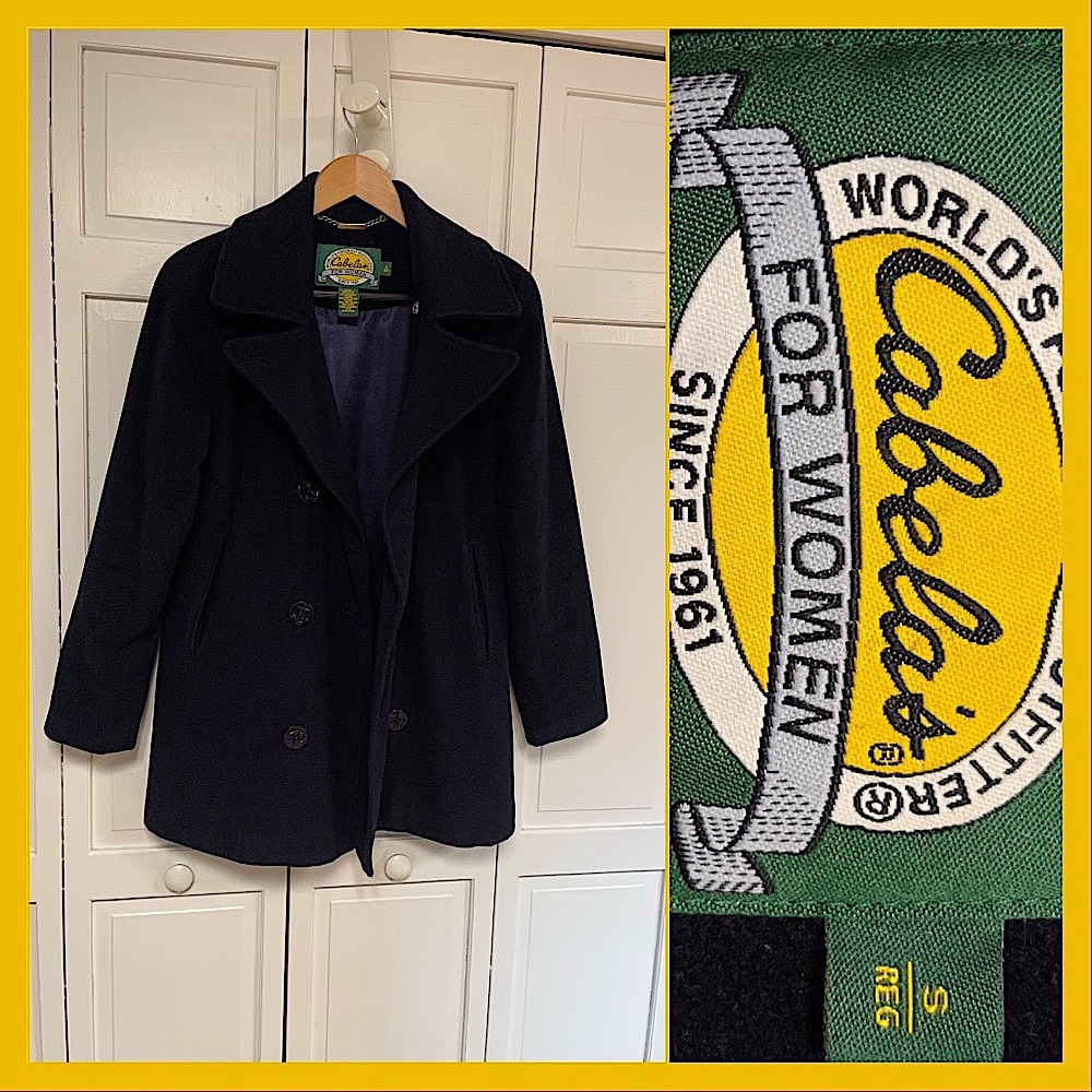 Cabelas/Women Navy Pea coat, Wool Nylon Cashmere blend Thinsulate GUC